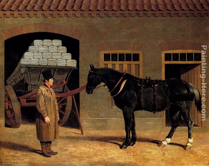 John Frederick Herring Snr A Cart Horse And Driver Outside A Stable